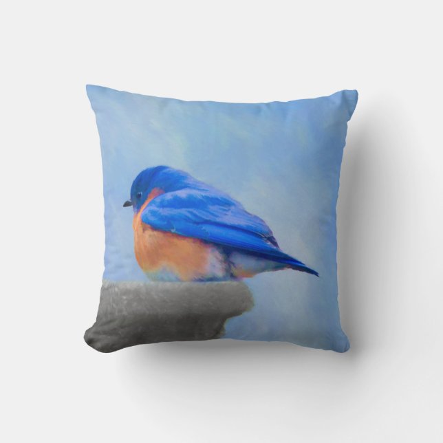 Bluebird-Malerei - Original Bird Art Kissen (Vorderseite)