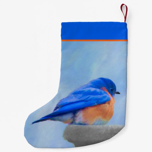Bluebird-Malerei - Original Bird Art Kleiner Weihnachtsstrumpf (Rückseite)