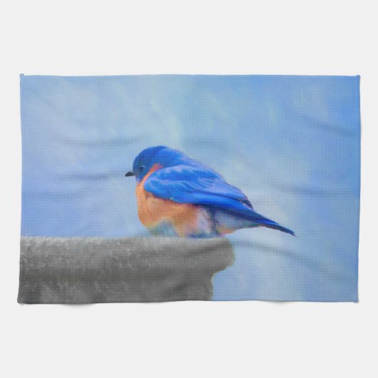 Bluebird-Malerei - Original Bird Art Küchentuch (Horizontal)