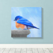 Bluebird-Malerei - Original Bird Art Leinwanddruck (Insitu (Holzboden))