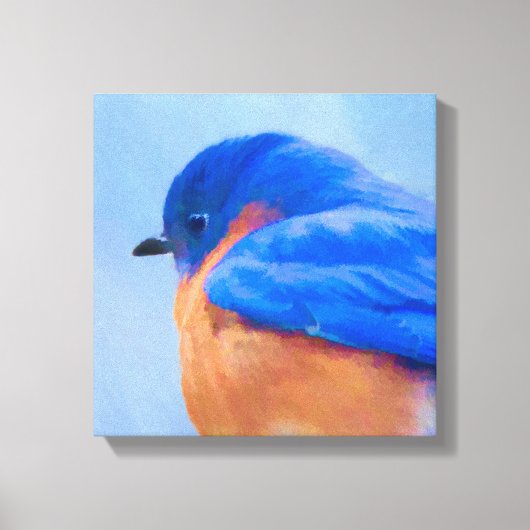 Bluebird-Malerei - Original Bird Art Leinwanddruck (Vorderseite)