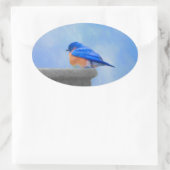 Bluebird-Malerei - Original Bird Art Ovaler Aufkleber (Tasche)