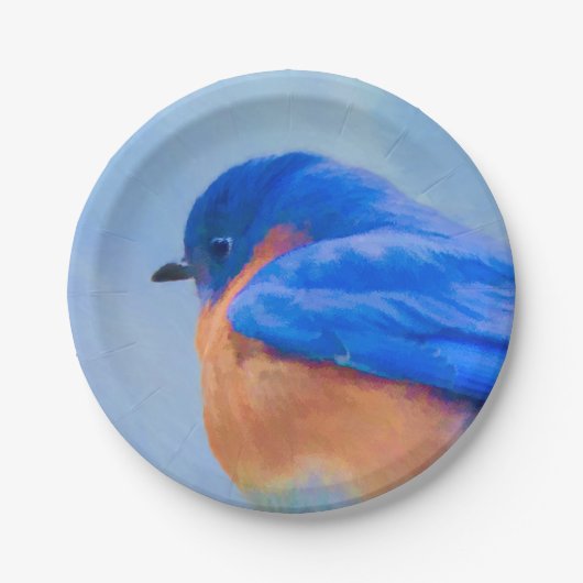 Bluebird-Malerei - Original Bird Art Pappteller (Vorderseite)