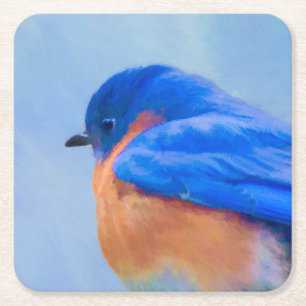Bluebird-Malerei - Original Bird Art Rechteckiger Pappuntersetzer