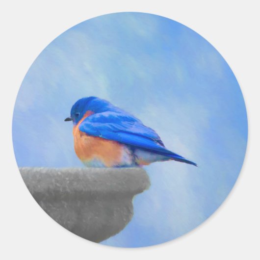 Bluebird-Malerei - Original Bird Art Runder Aufkleber (Vorderseite)