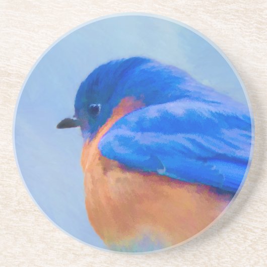 Bluebird-Malerei - Original Bird Art Sandstein Untersetzer (Vorne)