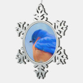 Bluebird-Malerei - Original Bird Art Schneeflocken Zinn-Ornament (Rechts)