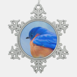 Bluebird-Malerei - Original Bird Art Schneeflocken Zinn-Ornament