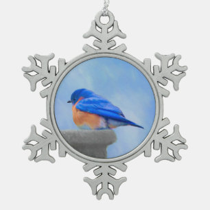 Bluebird-Malerei - Original Bird Art Schneeflocken Zinn-Ornament