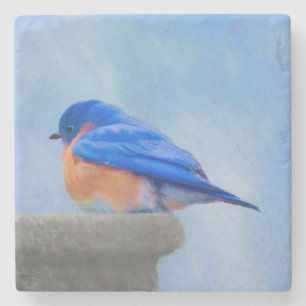 Bluebird-Malerei - Original Bird Art Steinuntersetzer