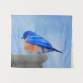 Bluebird-Malerei - Original Bird Art Wandteppich (Vorderseite (Horizontal))