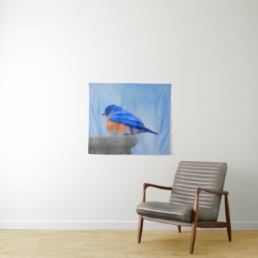 Bluebird-Malerei - Original Bird Art Wandteppich (Beispiel (Horizontal))