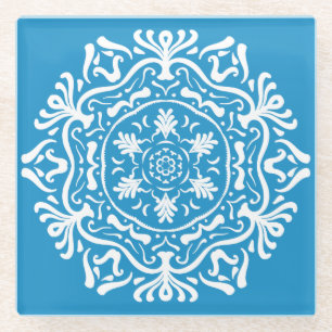 Bluebird Mandala Glasuntersetzer