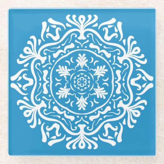 Bluebird Mandala Glasuntersetzer (Vorderseite)