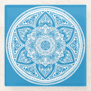 Bluebird Mandala Glasuntersetzer