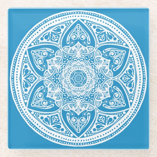 Bluebird Mandala Glasuntersetzer (Vorderseite)