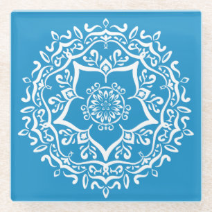 Bluebird Mandala Glasuntersetzer
