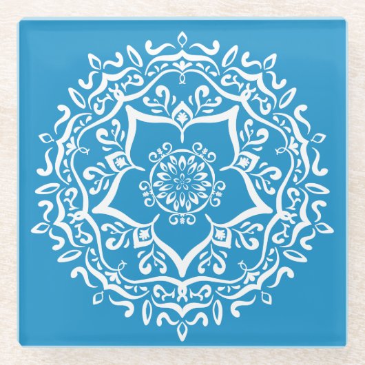 Bluebird Mandala Glasuntersetzer (Vorderseite)