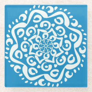 Bluebird Mandala Glasuntersetzer