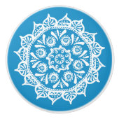 Bluebird Mandala Keramikknauf (Vorderseite)