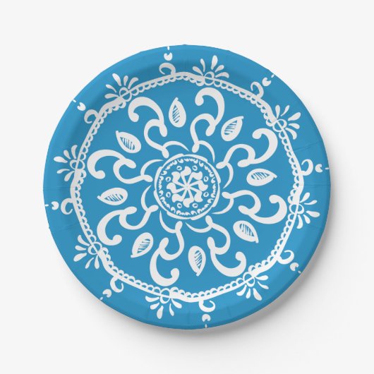 Bluebird Mandala Pappteller (Vorderseite)