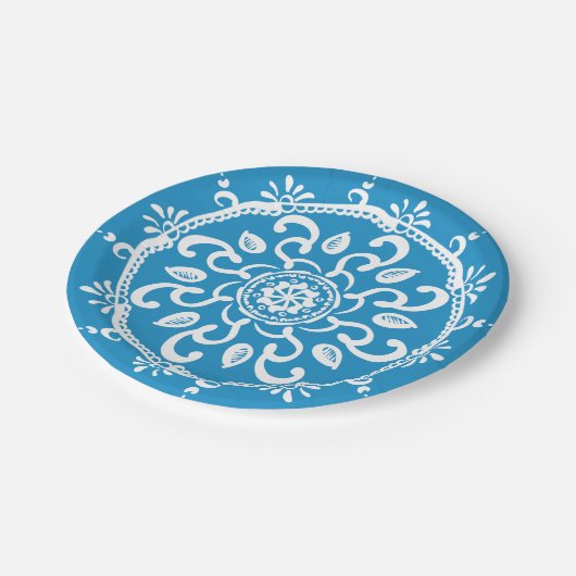 Bluebird Mandala Pappteller (Schrägansicht)