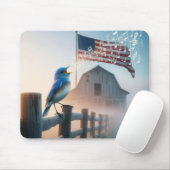 Bluebird mit amerikanischer Flagge singen Mousepad (Mit Mouse)