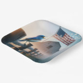 Bluebird mit amerikanischer Flagge singen Pappteller (Gewinkelt)