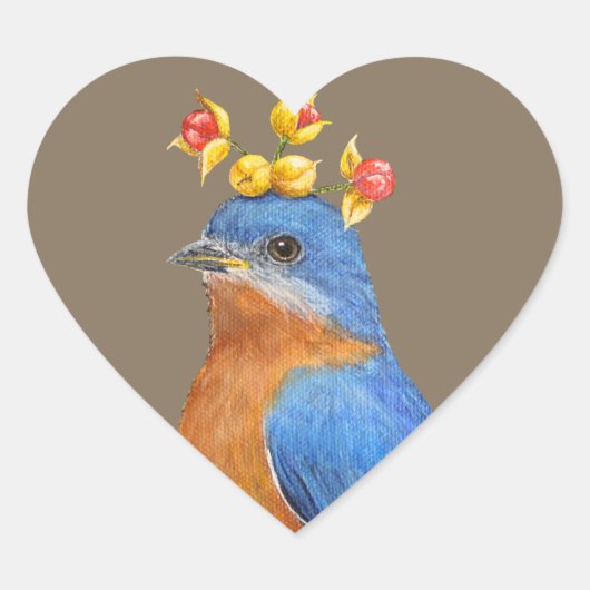 Bluebird mit Bitterkleben Herz-Aufkleber (Vorderseite)