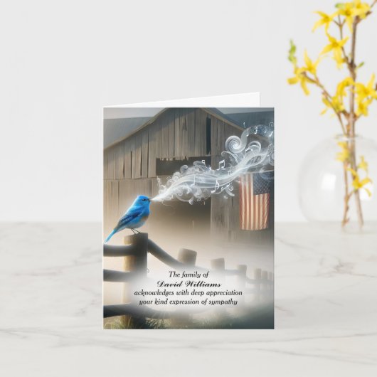 Bluebird mit Flag Beileid Danke Karte (Gelbe Blume)
