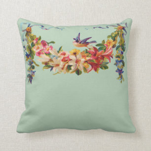 Bluebird mit Garland von Blume Kissen