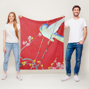 Bluebird mit Pflaumenbaum, japanischer Gesign Fleecedecke