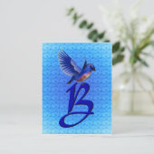 Bluebird Monogram Anfangs B Elegant Postkarte (Stehend Vorderseite)