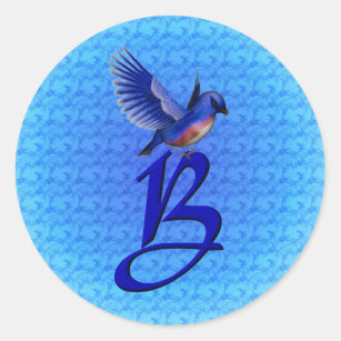 Bluebird Monogram Anfangs B Elegant Runder Aufkleber