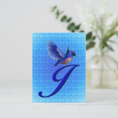 Bluebird Monogram Anfangs J Elegant Postkarte (Stehend Vorderseite)