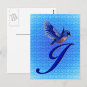 Bluebird Monogram Anfangs J Elegant Postkarte (Vorne/Hinten)