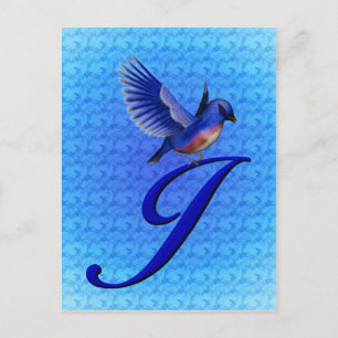 Bluebird Monogram Anfangs J Elegant Postkarte