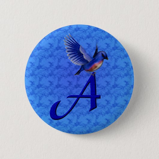 Bluebird Monogram Initial A Button (Vorderseite)