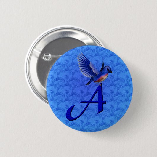 Bluebird Monogram Initial A Button (Vorne & Hinten)