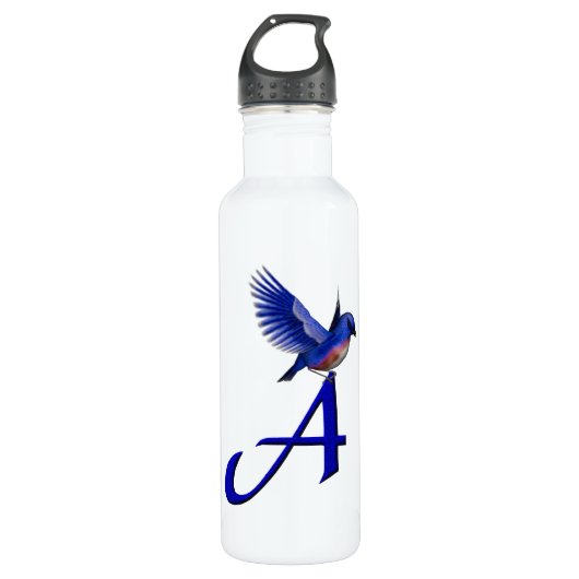 Bluebird Monogram Initial A Edelstahlflasche (Vorderseite)