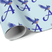 Bluebird Monogram Initial A Geschenkpapier (Rolleneckpunkt)