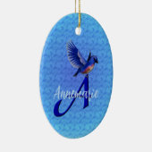 Bluebird Monogram Initial A Personalized Keramik Ornament (Rechts)