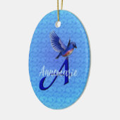 Bluebird Monogram Initial A Personalized Keramik Ornament (Links)