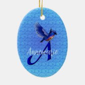 Bluebird Monogram Initial A Personalized Keramik Ornament (Hinten)