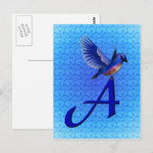 Bluebird Monogram Initial A Postkarte (Vorne/Hinten)