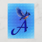 Bluebird Monogram Initial A Postkarte (Vorderseite)