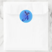 Bluebird Monogram Initial A Runder Aufkleber (Tasche)