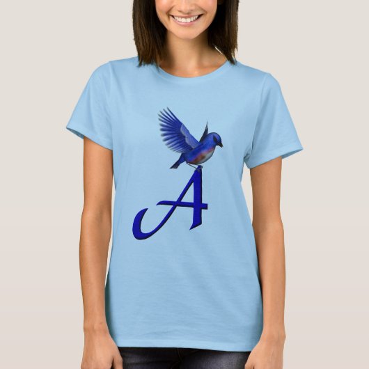 Bluebird Monogram Initial A T-Shirt (Vorderseite)
