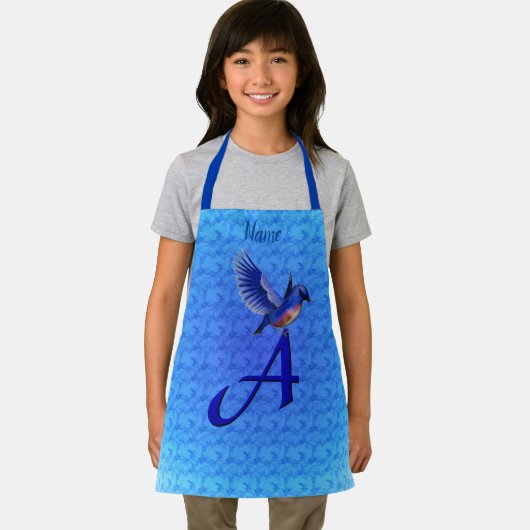 Bluebird Monogram Initial A Your Name Schürze (Insitu)