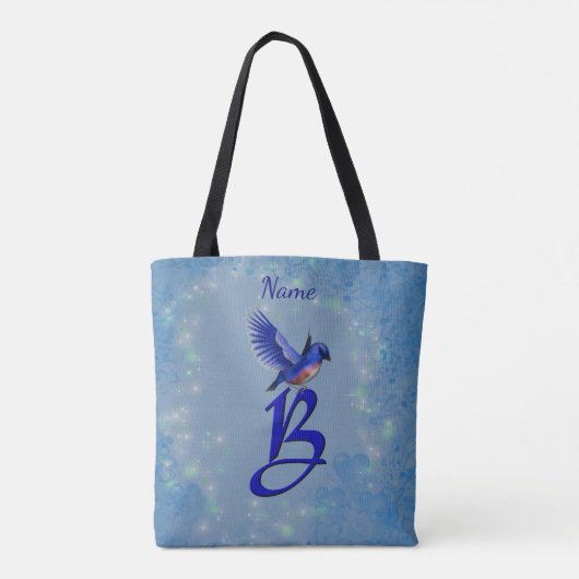 Bluebird Monogram Initial B Ihr Name Tasche (Rückseite)